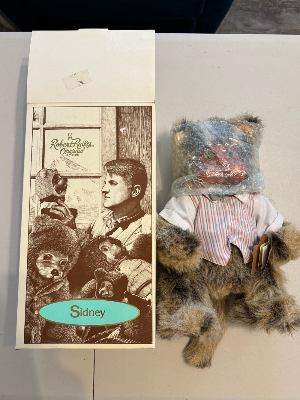 Vintage Robert Raikes “Sidney” Plush Collectible - w/carved wooden face
